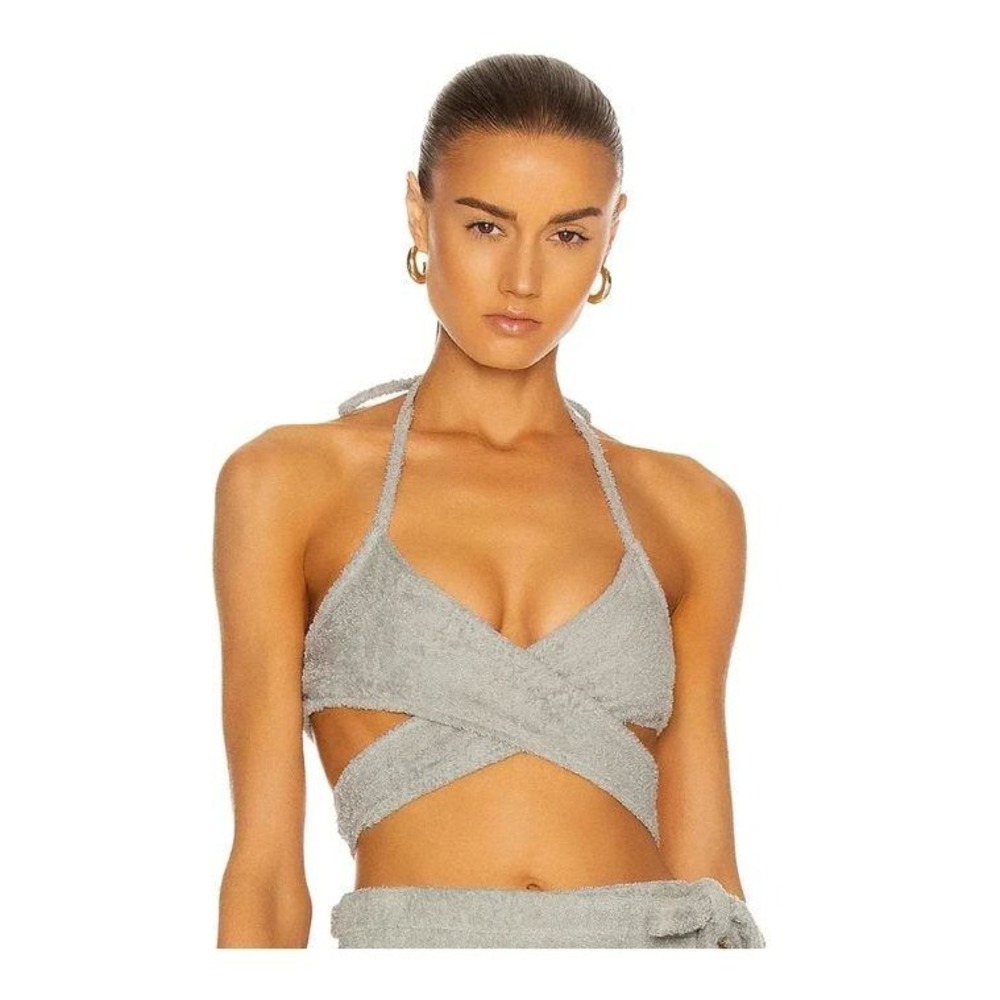 Atoir Bikini Top Womens S Green NWT Terry Cloth Wrap Halter Swimwear